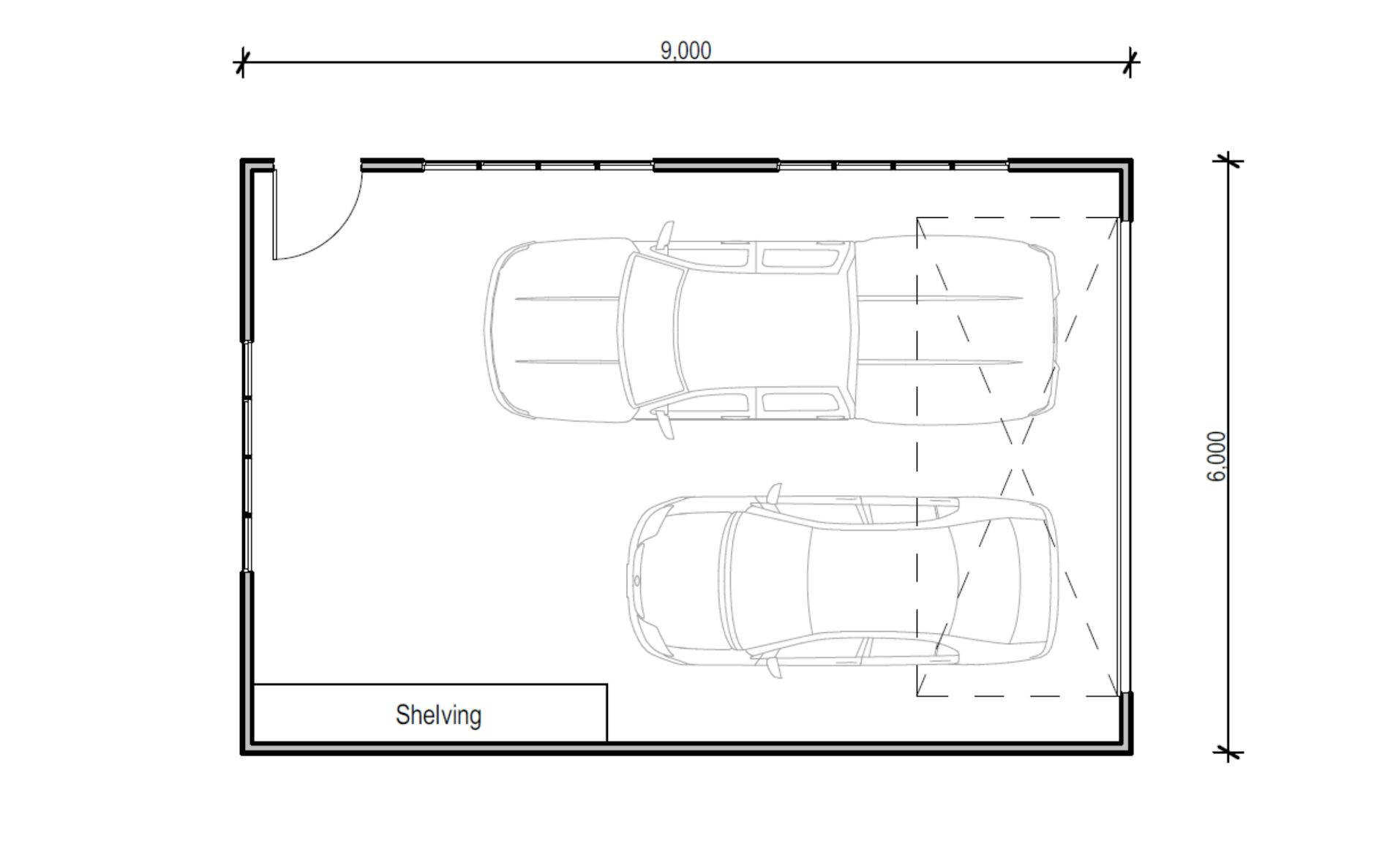 600s 9x6 double garage