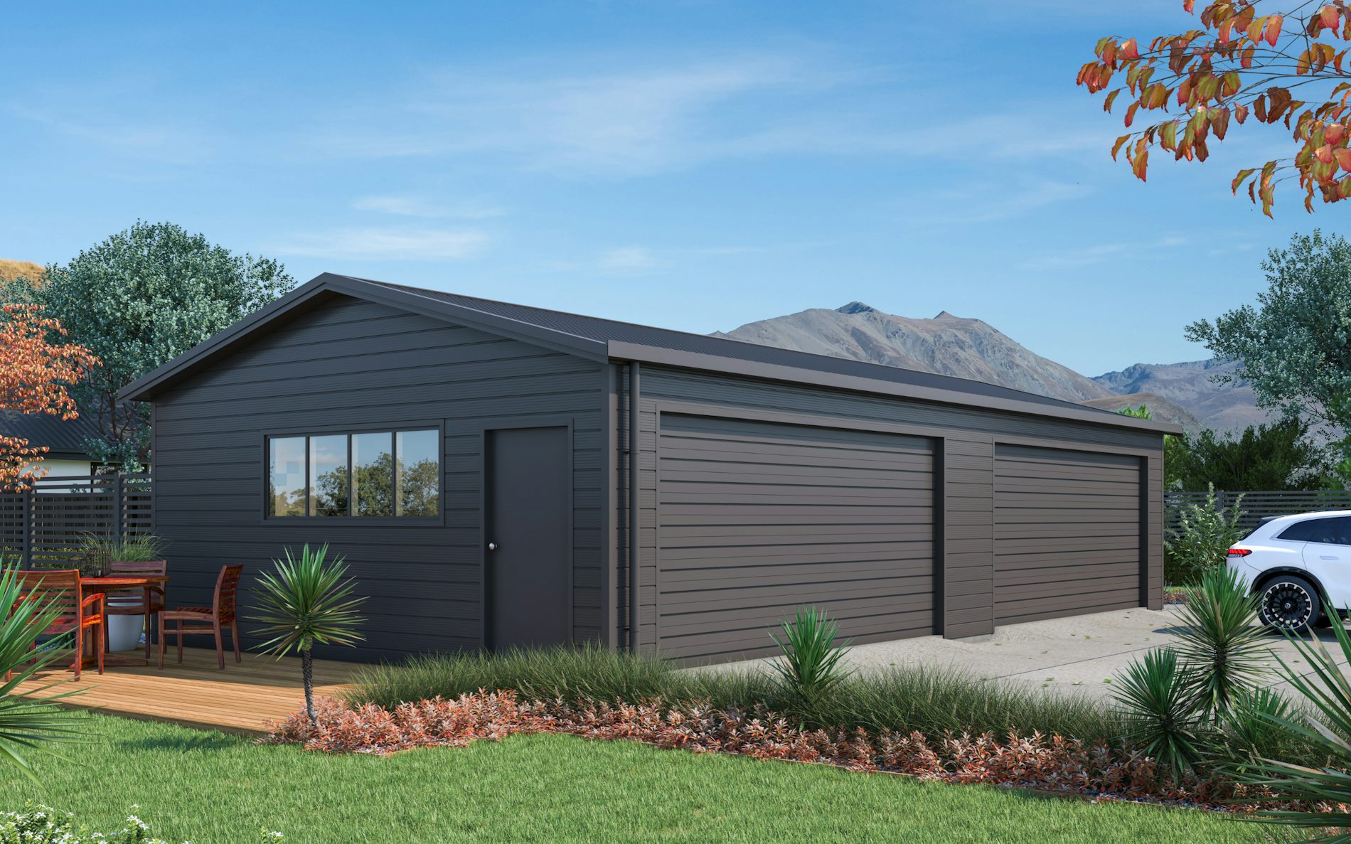 Pictured with Superclad™ cladding in COLORSTEEL® Ironsand. Image is illustrative only.