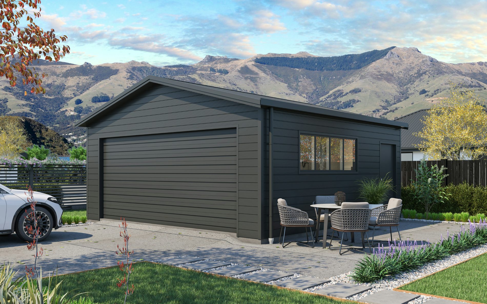 Pictured with Superclad™ cladding in COLORSTEEL® FlaxPod®. Image is illustrative only.