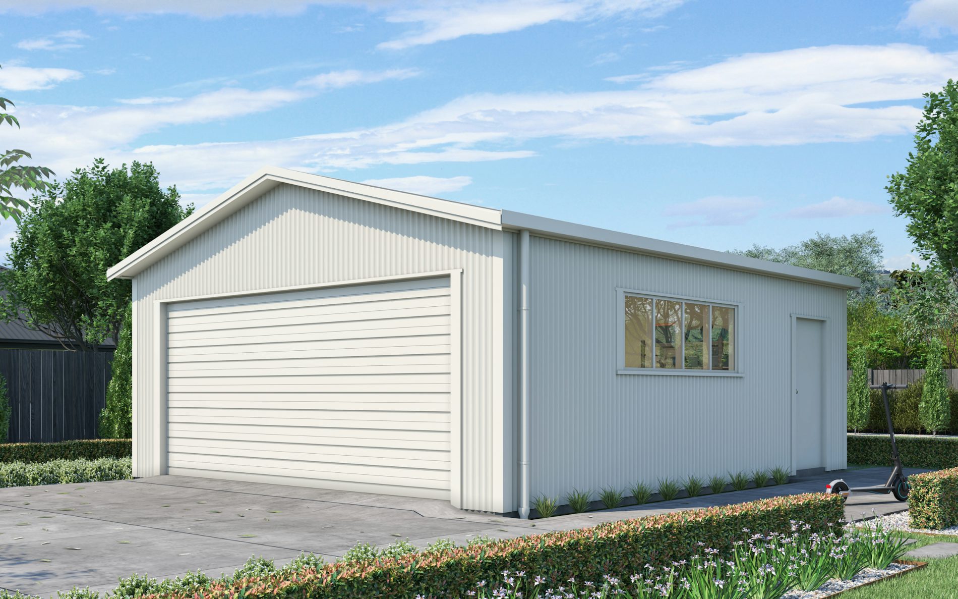 Pictured with vertical Corrugate cladding in COLORSTEEL® Titania. Image is illustrative only.