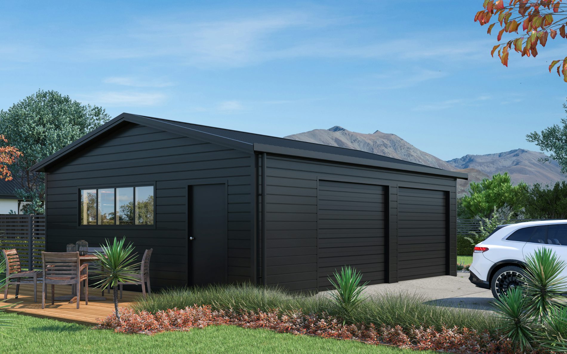 Pictured with Superclad™ cladding in COLORSTEEL® Ebony. Image is illustrative only.