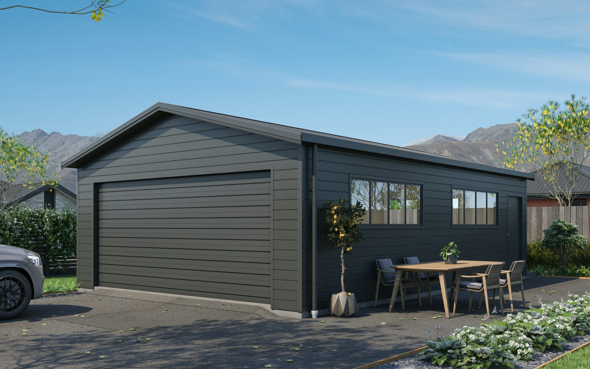 Pictured with Superclad™ cladding in COLORSTEEL® FlaxPod®. Image is illustrative only.