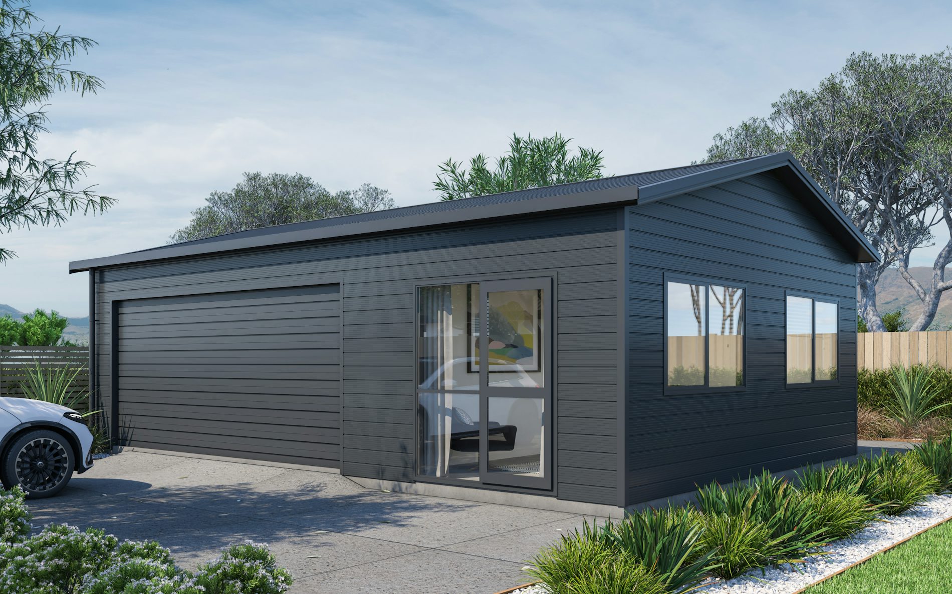 Pictured with Superclad™ cladding in COLORSTEEL® Grey Friars. Image is illustrative only.