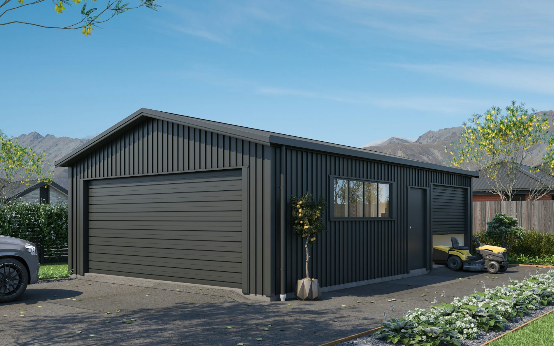 Pictured with 6-Rib Corrugate cladding in COLORSTEEL® FlaxPod®. Image is illustrative only.