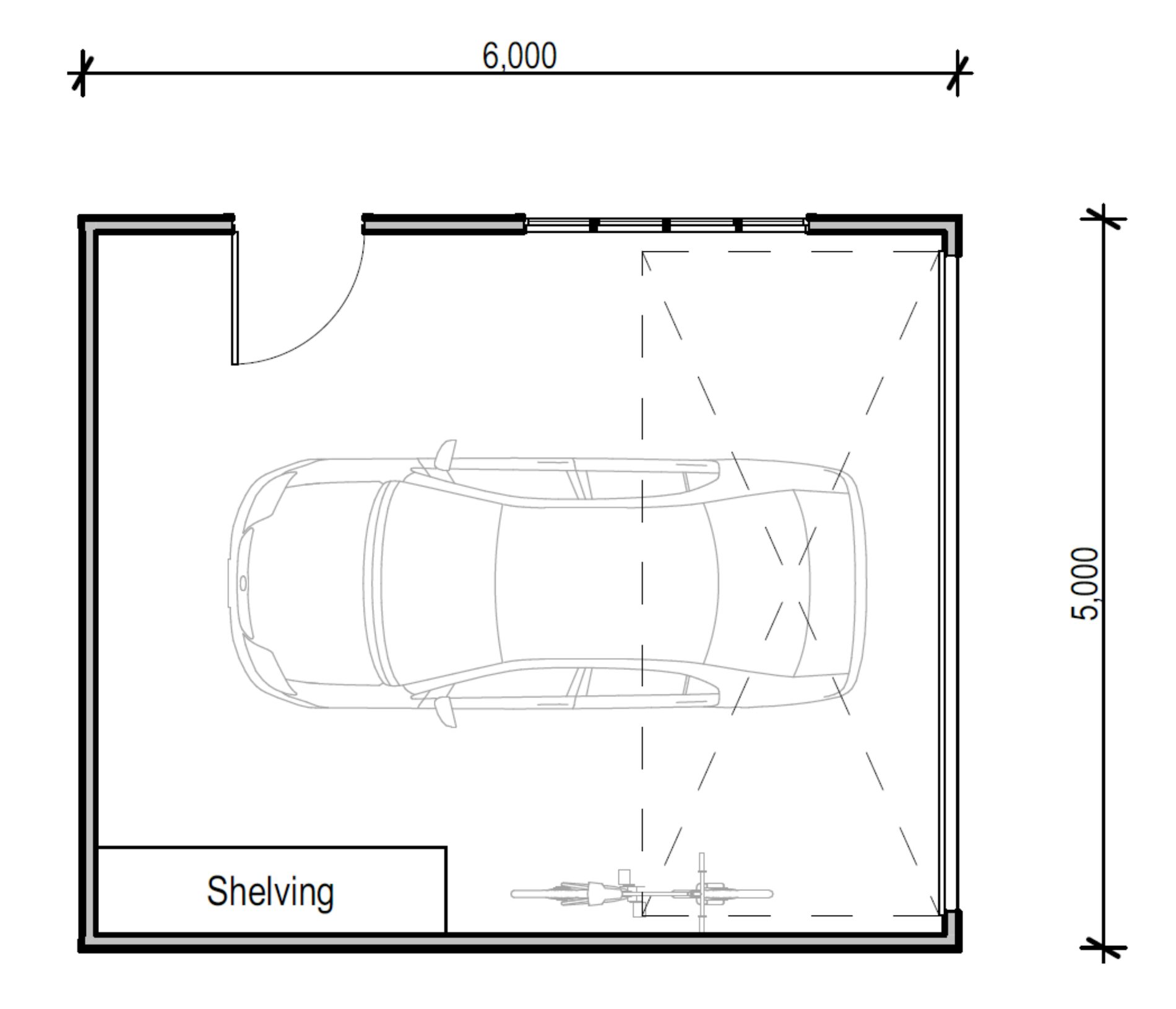 6m(l) x 5m(w) single garage  Everyday range