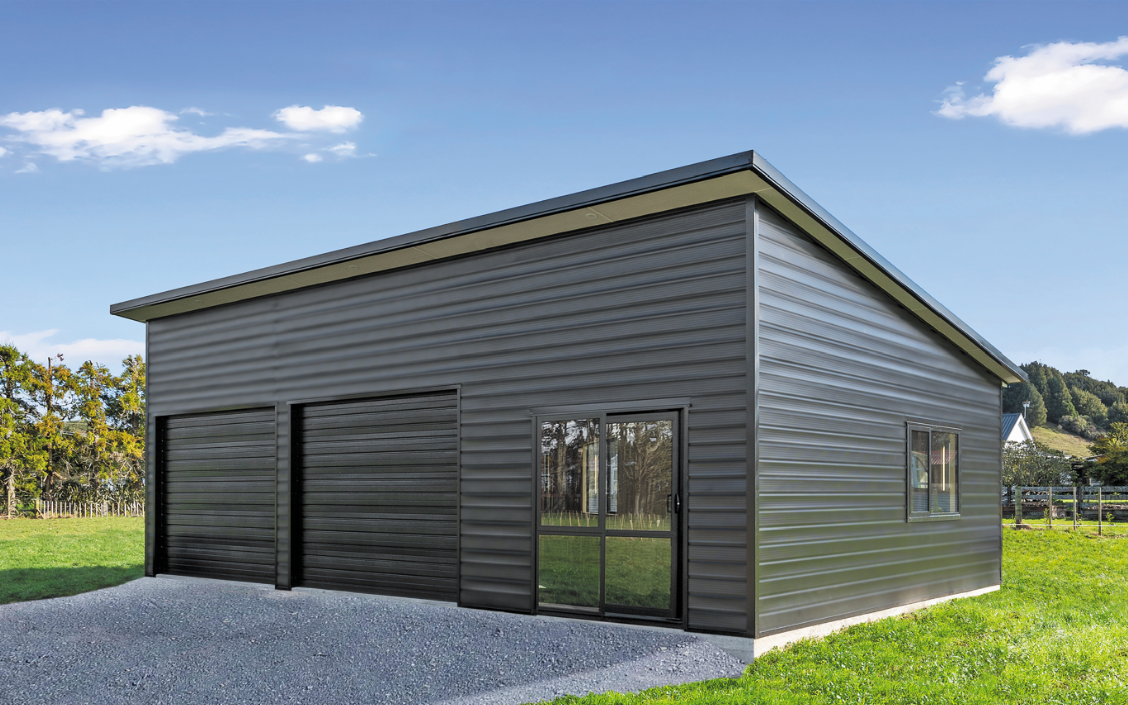 10.2m x 7.2m Kitset 600 Series Double Garage and Sleepout Mono Pitch