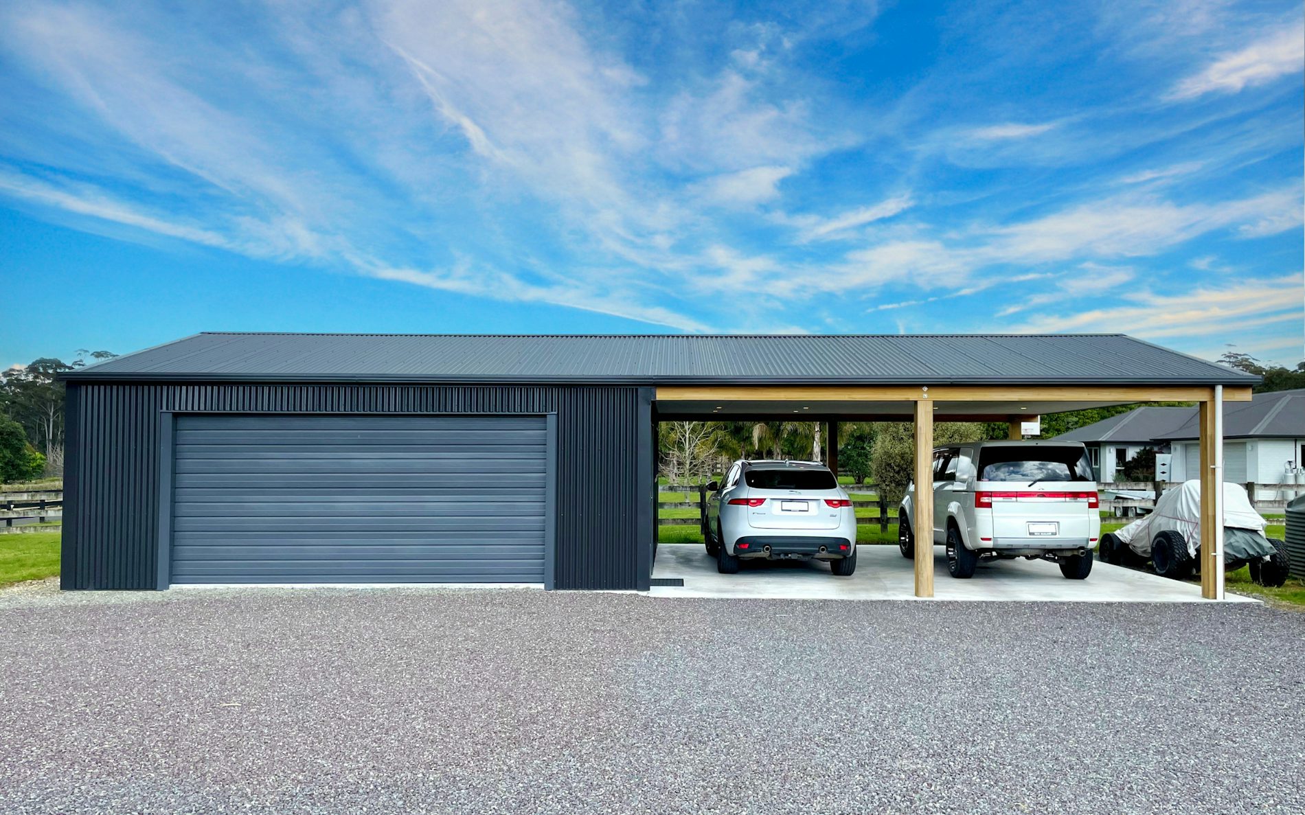 14.2m x 7m large garage with carport