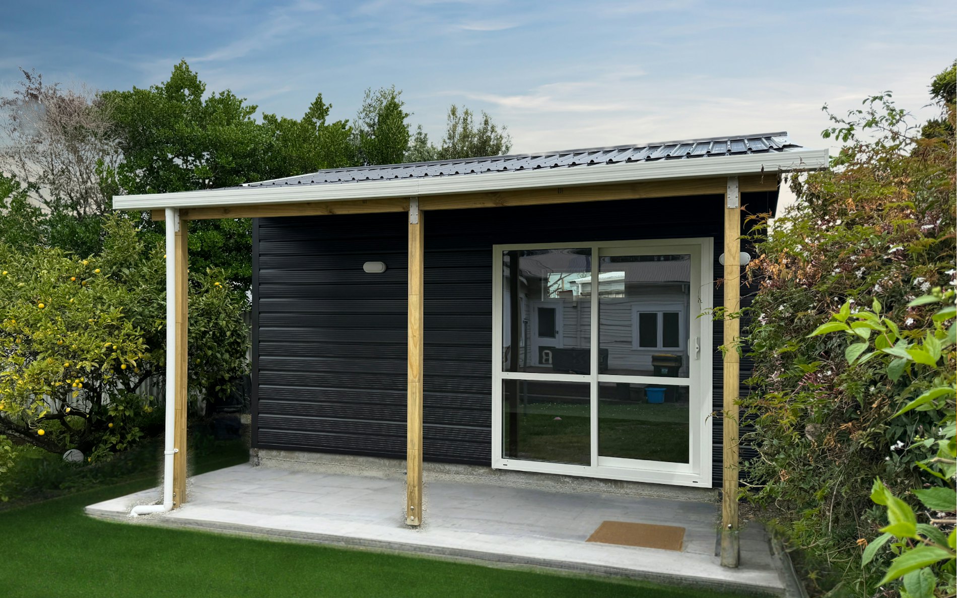 4.8m x 3.6m Sleepout, Superclad cladding in COLORSTEEL® FlaxPod®