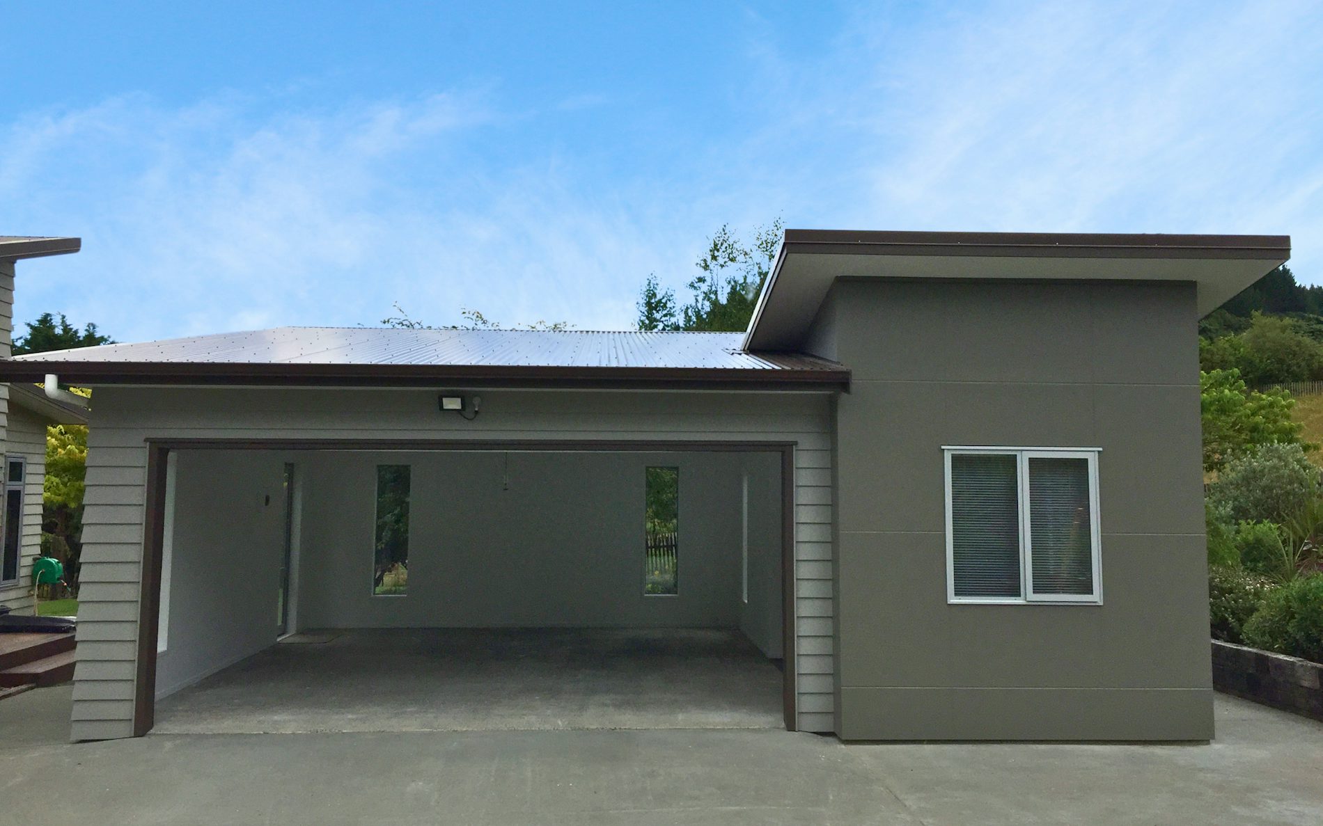 49.95sqm 2.75m stud height, exterior cladding custom garage and workshop.