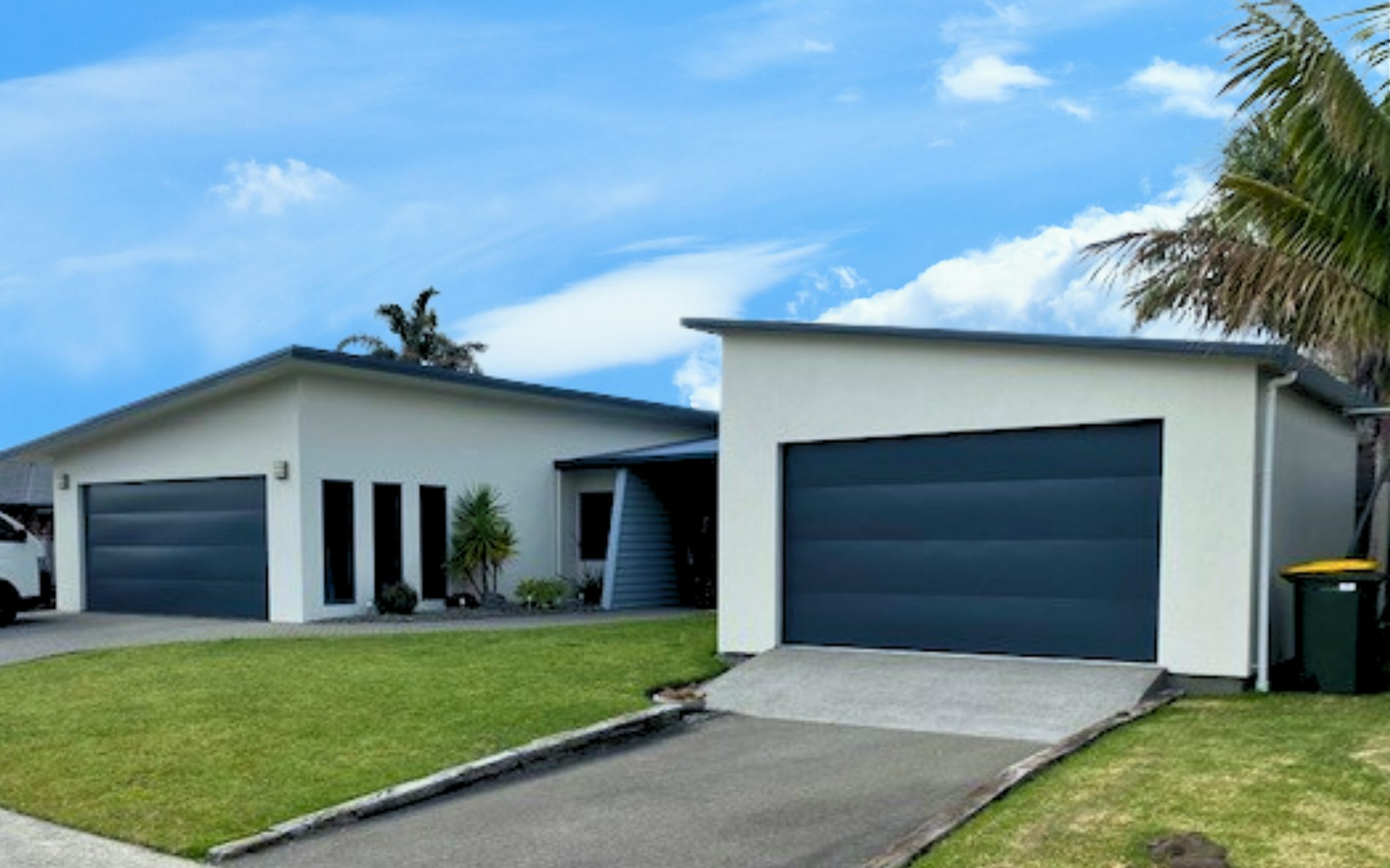 6m x 4.8m x 2.4m stud custom double garage with mono-pitch roof 