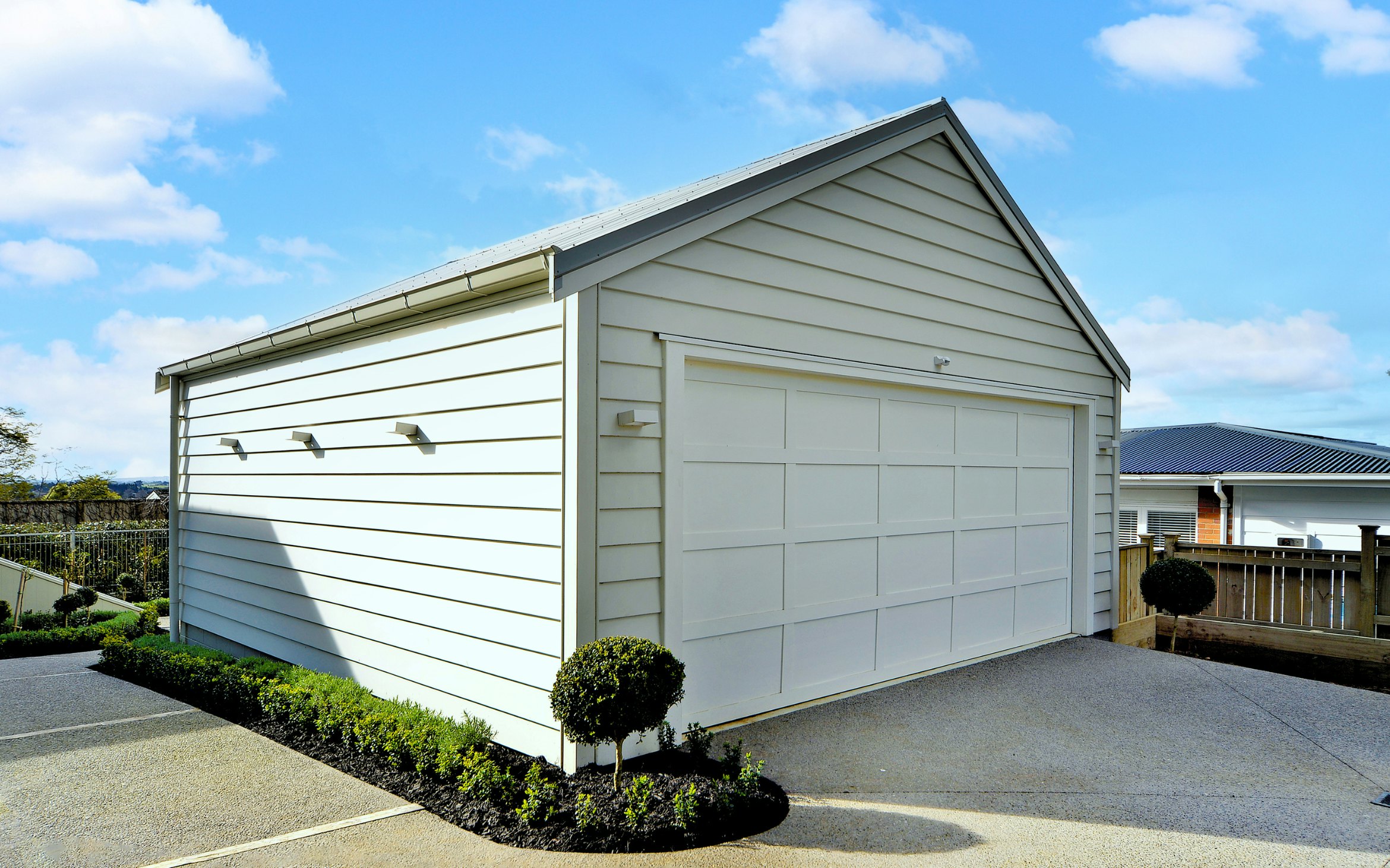 Custom double Garage with Linea weatherboard cladding