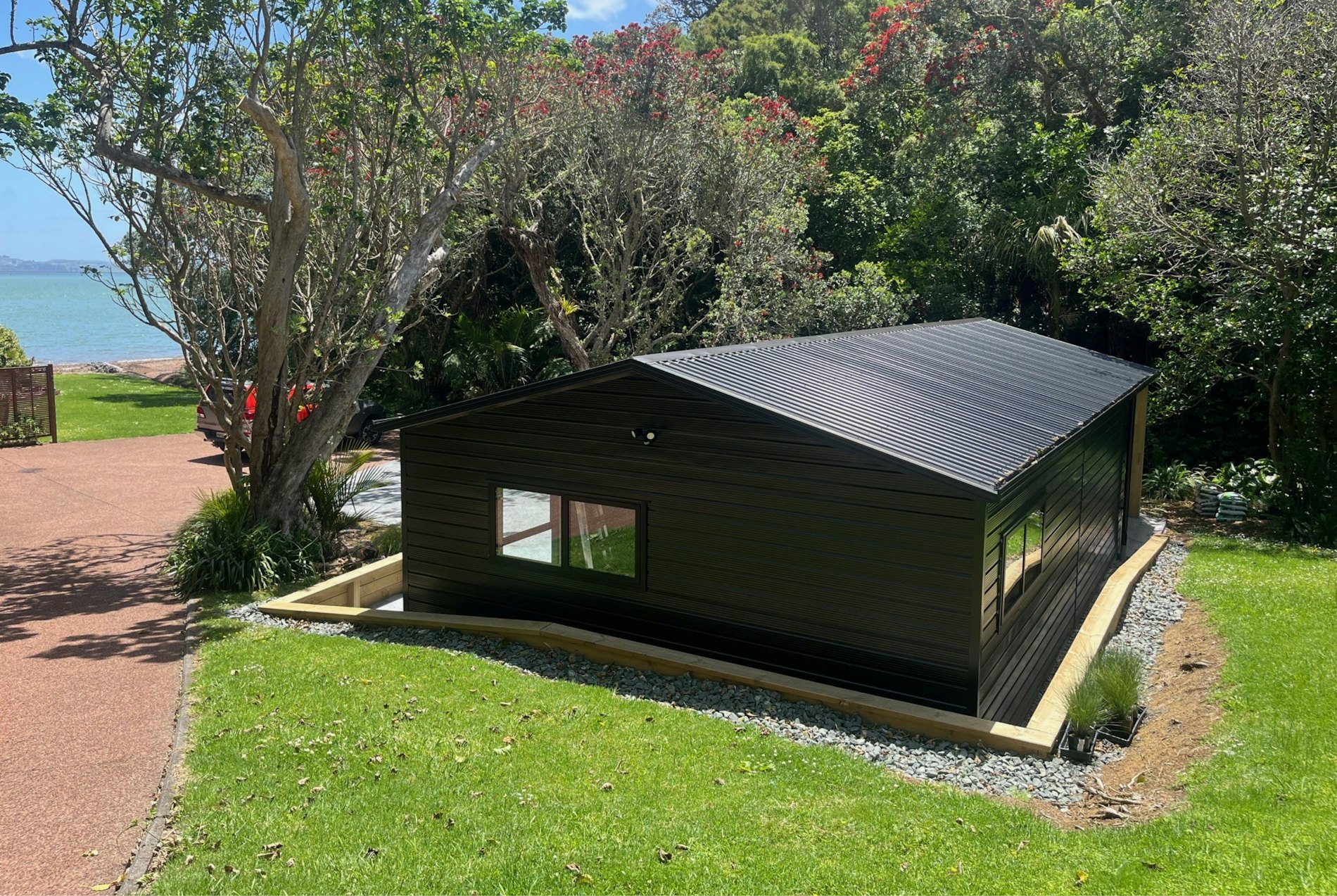 Custom garage with carport and sleepout